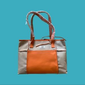 UGG Purse - NWT - orange leather and khaki colored canvas